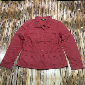 即決・輸入古着・Eddie Bauer・エディーバウアーのストレッチコットン素材M-65タイプシャツジャケット・PETITE/M（Lくらいです）