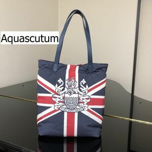 Aquascutum【アクアスキュータム】レディース　トートバッグ　英国旗　ユニオンジャック　ふんわり　中綿　