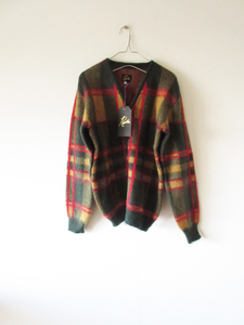 未使用 2022AW NEEDLES / ニードルズ LQ273 Tartan Mohair Cardigan XS GREEN / モヘヤ ニット カーディガン