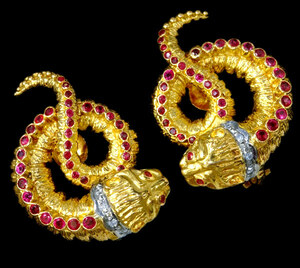 D8543【Ilias Lalaounis】イリアス・ララウニス Ruby Diamond 18K Big Earrings GREECE