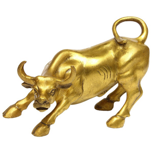 証券業界必携！ 幸運を呼ぶ 真ちゅう製（チャージング・ブル）雄牛の置物彫像 彫刻フィギュア(輸入品