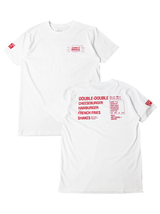 IN-N-OUT バーガー メニューTシャツ ホワイト 赤文字 L アメリカ USDM MENU TEE オリジナルグッズ