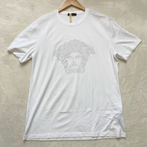 【極美品・最高峰】 VERSACE ヴェルサーチ Tシャツ メデューサ メドゥーサ スタッズ メンズ XXL ホワイト イタリア製 カットソー 半袖