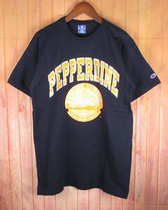 ST10336 Champion チャンピオン 90s Tシャツ PEPPERDINE 青刺繍タグ USA製 ネイビー系 LARGE 美品（クリックポスト可）