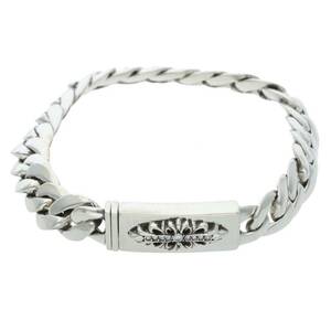 クロムハーツ Chrome Hearts ID BBY FLRL P/D/ベイビーIDフローラルクロス サイズ:24LINK PAVEダイヤ/シルバーブレスレット 中古 SS07