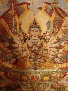 卍織物　 『准胝 仏母観音』 90ｃｍ　　　　検索；女尊　チュンディ　刺繍　真言 曼荼羅　仏画　Ｂ３Ｄ４