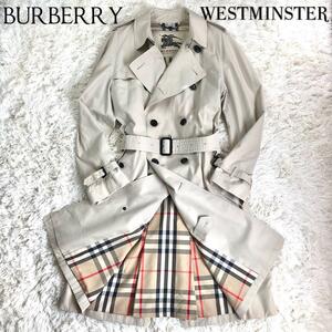 【極美品】BURBERRY LONDON WESTMINSTER ハイロング バーバリー トレンチコート ウエストミンスター XL 50 ノバチェック