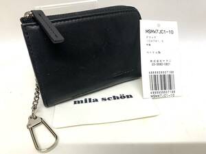 未使用 ミラ・ショーン mila schon CALF LEATHER 小銭入れ　カードケース　キーホルダー　L字ファスナー　ブラック　12時間以内に送付