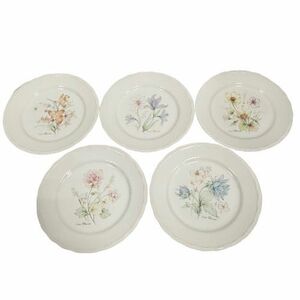 ■【Nitto/ニットー】JAPAN Pure & White 花柄 白 プレート 皿 直径約19cm 5枚セット★7164