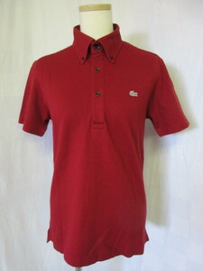 ９０９　ラコステ　赤色　半そでボタンダウン　ポロシャツ　KHO36C ３サイズ