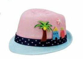 ●●●新品・可愛いハウスのパッチワークの子供帽子・ベビーピンク・内周52㎝●●●
