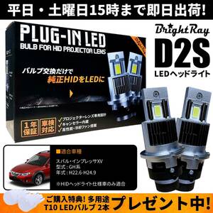 送料無料 1年保証 スバル インプレッサXV GH系 GH2 GH3 GH6 GH7 (H22.6-H24.9) 純正HID用 BrightRay D2S LED ヘッドライト 車検対応