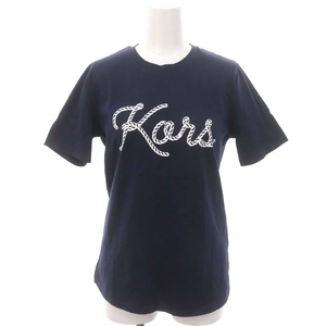 マイケルマイケルコース Michael michael kors ロゴTシャツ カットソー 半袖 XS 紺 ネイビー 白 ホワイト MS1501197J /DO ■OS レディース