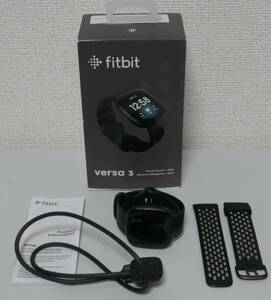 【現状品（ジャンク品）】Fitbit Versa3 GPS搭載 Black スマートウォッチ（ブラック）