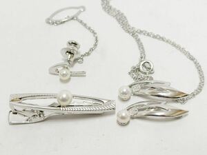 1円スタート / MIKIMOTO ミキモト パール ネックレス ペンダント タイピン 真珠 SVパール silver 刻印 アクセサリー 4点 まとめ