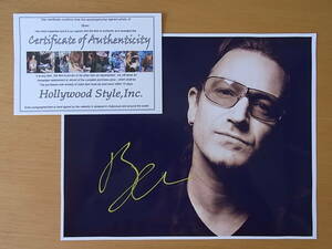 U2　Bono　ボノ　直筆サイン入り写真　証明書付　Paul David Hewson