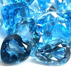 ［天然ブルートパーズおまとめ 200ct］M ルース 裸石 宝石 ジュエリー jewelry blue topaz DI0 ①