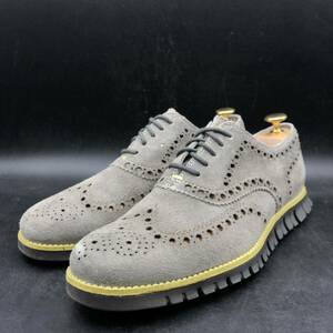 M2553 COLE HAAN コールハーン ZERO DRAND ゼログランド レザー スエード シューズ ウイングチップ 内羽根 メンズ 7.5 M 25.5cm相当 グレー