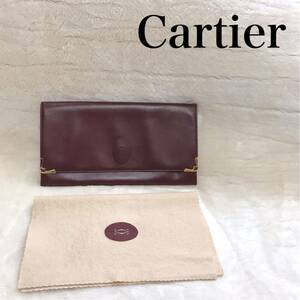 極美品 Cartier カルティエ パーティバッグ クラッチバッグ マストライン セカンドバッグ カード入れ ボルドー バッグ