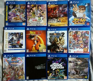 PS4 ソフト12本 中古品 ジョジョ 聖闘士星矢 戦国無双 BASARA ドラクエ ドラゴンボール FF7 モンハン くにおくん等