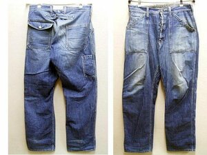 即決[W34]美色 FREEWHEELERS UNION SPECIAL OVERALLS ウォバッシュ ストライプ LONGSHOREMAN OVERALLS WABASH ペインターパンツ■1752