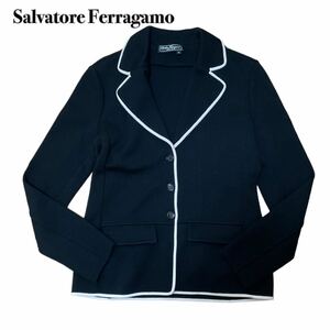 Salvatore Ferragamo フェラガモ テーラードジャケット 黒ブラック M コットン綿素材