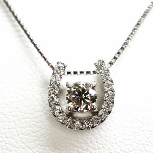 《Pt850/Pt900 天然ダイヤモンドネックレス》A 約3.6g 約44cm 0.302ct 0.14ct necklace diamond jewelry ジュエリー EB0/EB3