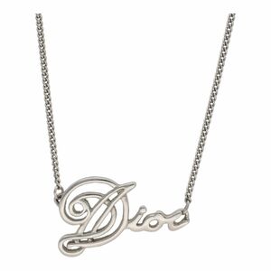 【中古】 Dior ディオール ロゴ チェーンネックレス シルバー ペンダント アクセサリー 22007287DS