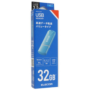 【ゆうパケット対応】ELECOM エレコム キャップ式USB3.2 Gen1メモリ MF-HTU3B032GBU 32GB ブルー [管理:1000020892]
