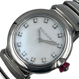ブルガリ BVLGARI ルチェア ホワイトシェル LU28S ホワイトシェル SS 腕時計 レディース 中古