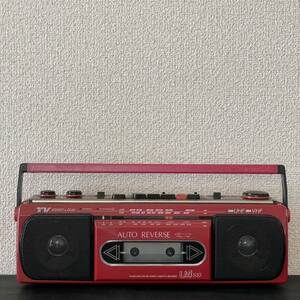 SANYO U4-S10 ラジカセ ラジオ カセット　昭和　レトロ　レッド 当時物 