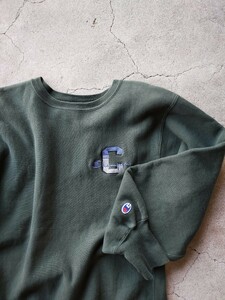 USA製【美品】90s Champion リバースウィーブ クルーネック スウェット L チャンピオン スクール グリーン ランタグ 刺繍 80s RW VINTAGE