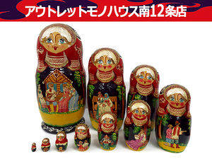 ■ロシア人形 マトリョーシカ 10ピース 25cm 民芸 木製 人形 入れ子