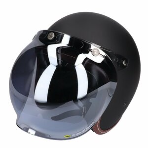 スモールジェットヘルメット シールドセット マットブラック フリーサイズ 開閉式バブルシールド FミラーGライトスモーク VT-10