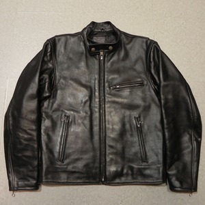 良品 KADOYA K’S LEATHER カドヤ ケーズレザー シングルライダースジャケット 厚手 牛革 L 黒 ブラック 裏地キルティング 古着 ★h