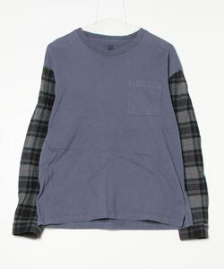 「Design Tshirts Store graniph」 チェック柄長袖Tシャツ S ブルー メンズ