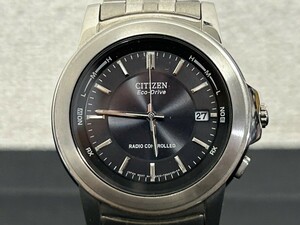 A3　CITIZEN　シチズン　A412-T002595　Eco-Drive　エコドライブ　デイト　メンズ腕時計　ブランド腕時計　電波ソーラー　現状品
