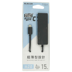 ELECOM エレコム製 USB Type-C接続4ポートUSB2.0ハブ U2HC-A429BBK ブラック [管理:1000022690]