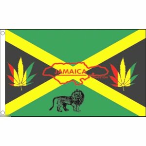 海外限定 国旗 ジャマイカ カリブ海 マリファナ 大麻 ラスタカラー ライオン 特大フラッグ