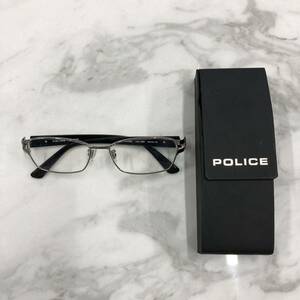 【TK0505】POLICE 眼鏡 メガネ TITANIUM VPLA99J COL.0568 5516-142 ブラック メガネフレーム スクエア型 ポリス 度入り ケース付属 黒 