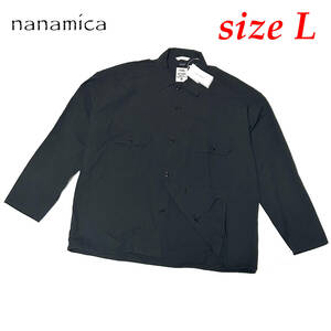 新品 Lサイズ(海外サイズのためXLサイズ位) ナナミカ コットンウール デッキシャツ 日本製 ブラック 長袖 シャツ ジャケット SUGF357 軽量