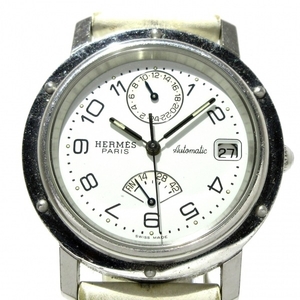 HERMES(エルメス) 腕時計 クリッパー ドゥブルトゥール パワーリザーブ CL5.710 メンズ □E/SS/2重革ベルト/裏スケ 白