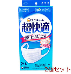 超快適マスク 極上耳ごこち かぜ・花粉用 ホワイト ふつうサイズ 30枚入 2個セット