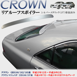 クラウン GRS180 182 183系　クラウンマジェスタ UZS186 187系 前期後期共通 ルーフスポイラー リアスポイラー 純正 シルバー 1F7 塗装済み