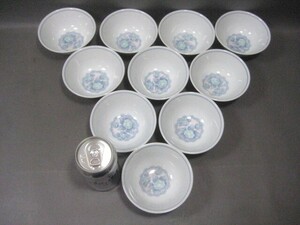 ☆☆中古保管品　中華　東峰謹製　三色牡丹図　スープ碗　小碗　飯碗　10客