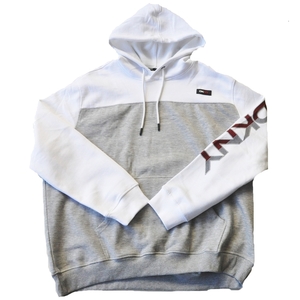 DKNY / ダナキャラン DKNY LOGO PATCH TWO TONE PULLOVER SWEAT HOODIE XXL