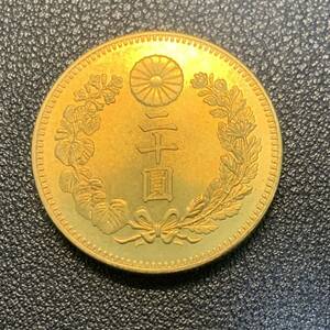 金貨　硬貨　日本　古銭　新二十円硬貸　大正六年　二十圓　二十円　貨幣　コレクション　竜　菊