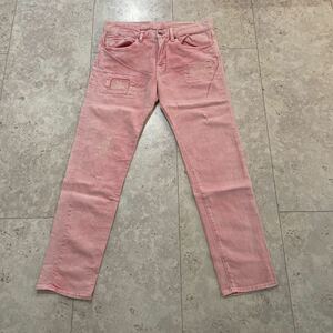 w27 良好 ラルフローレン ダメージ リペア加工 ストレッチカラーデニムパンツ ピンク POLO JEANS ポロジーンズ