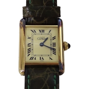 【中古品】Cartier カルティエ タンク SV925刻印あり クオーツ レディース腕時計 ベルト純正品 冊子付 L63930RE