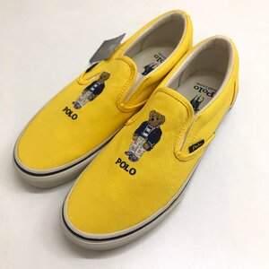 未使用品 POLO RALPH LAUREN ポロラルフローレン 靴 スリッポン 黄色 白 ベアー サイズ42 27.5cm 質屋出品
